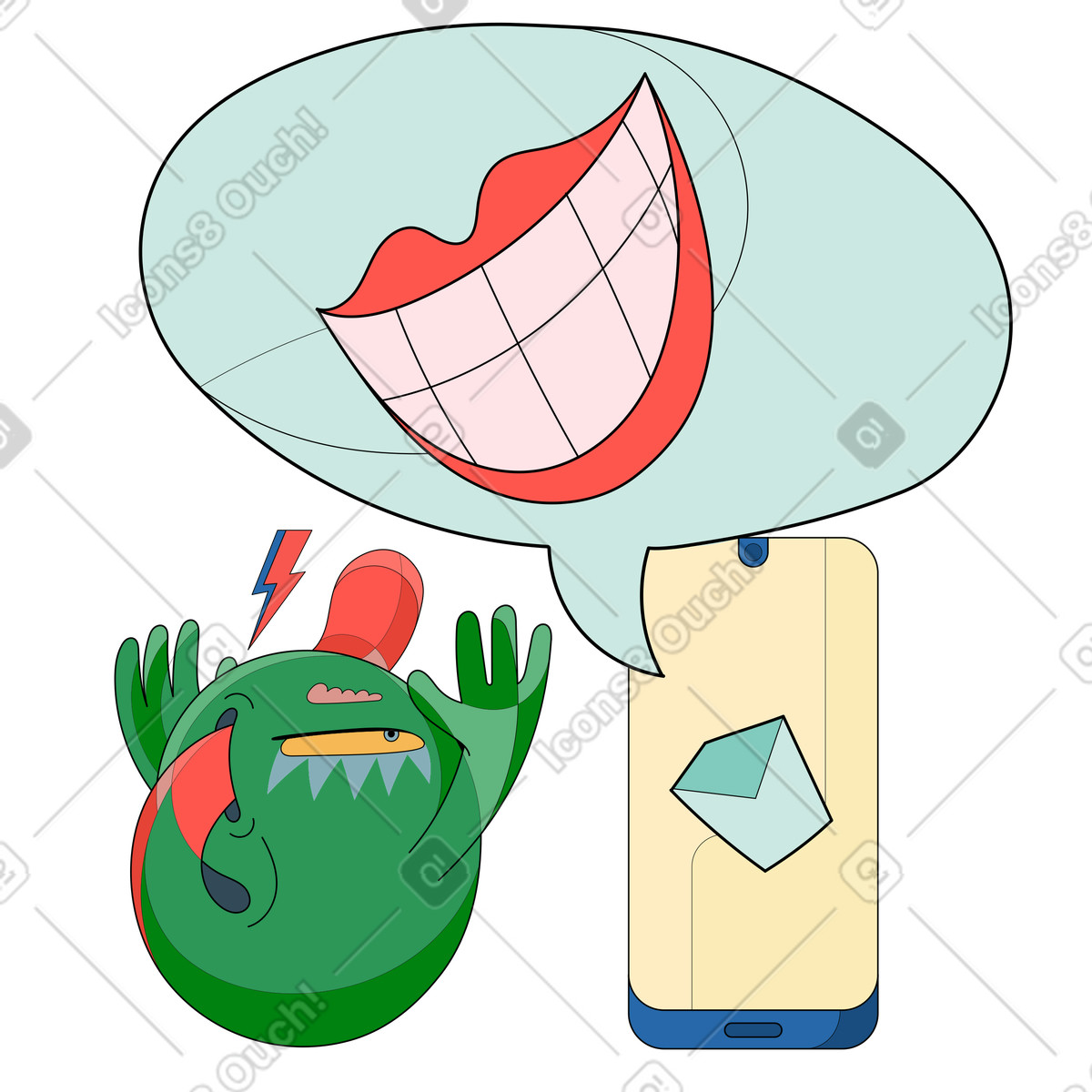 Ilustração de Adware intrusivo do telefone em no estilo Surr para baixar em PNG, SVG