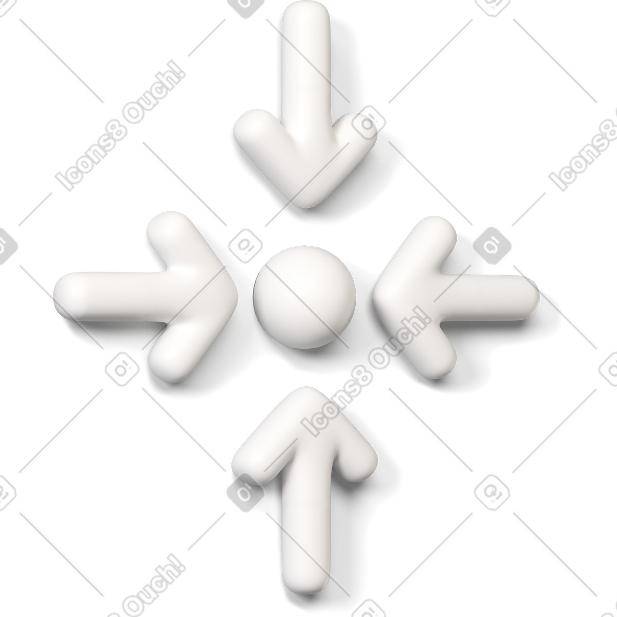 Ilustração de Ícone ponto encontro branco virado para a direita em no estilo 3D Buddy baixar em PNG, SVG