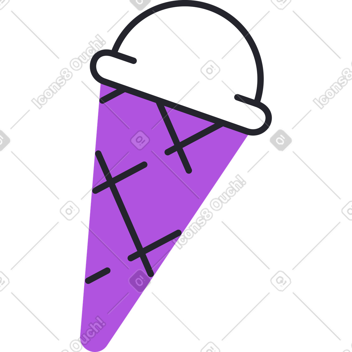 Gelato in un cono di cialda illustrazione stile Grapy scarica PNG, SVG