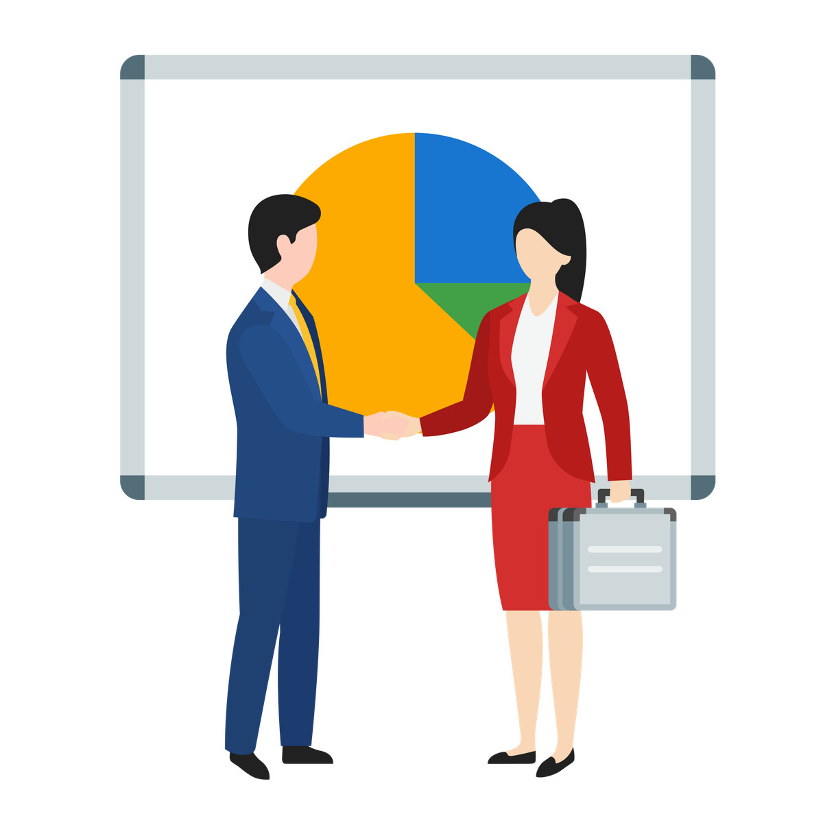 Fogg スタイルの Business people shaking hands to make a deal のイラストをPNG、SVG形式でダウンロード