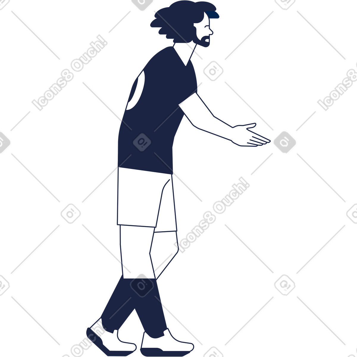 下载 Urban Line 风格的 男性足球运动员伸出他的手迎接 插画，支持 PNG、SVG 格式
