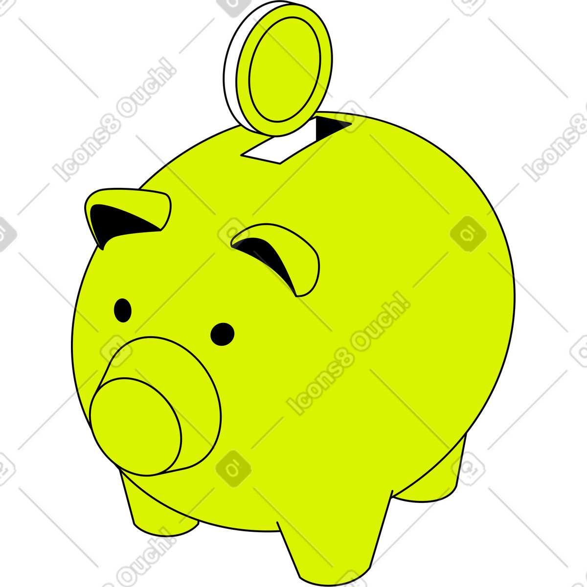 Piggy bank illustration in Isometric style download in PNG, SVG