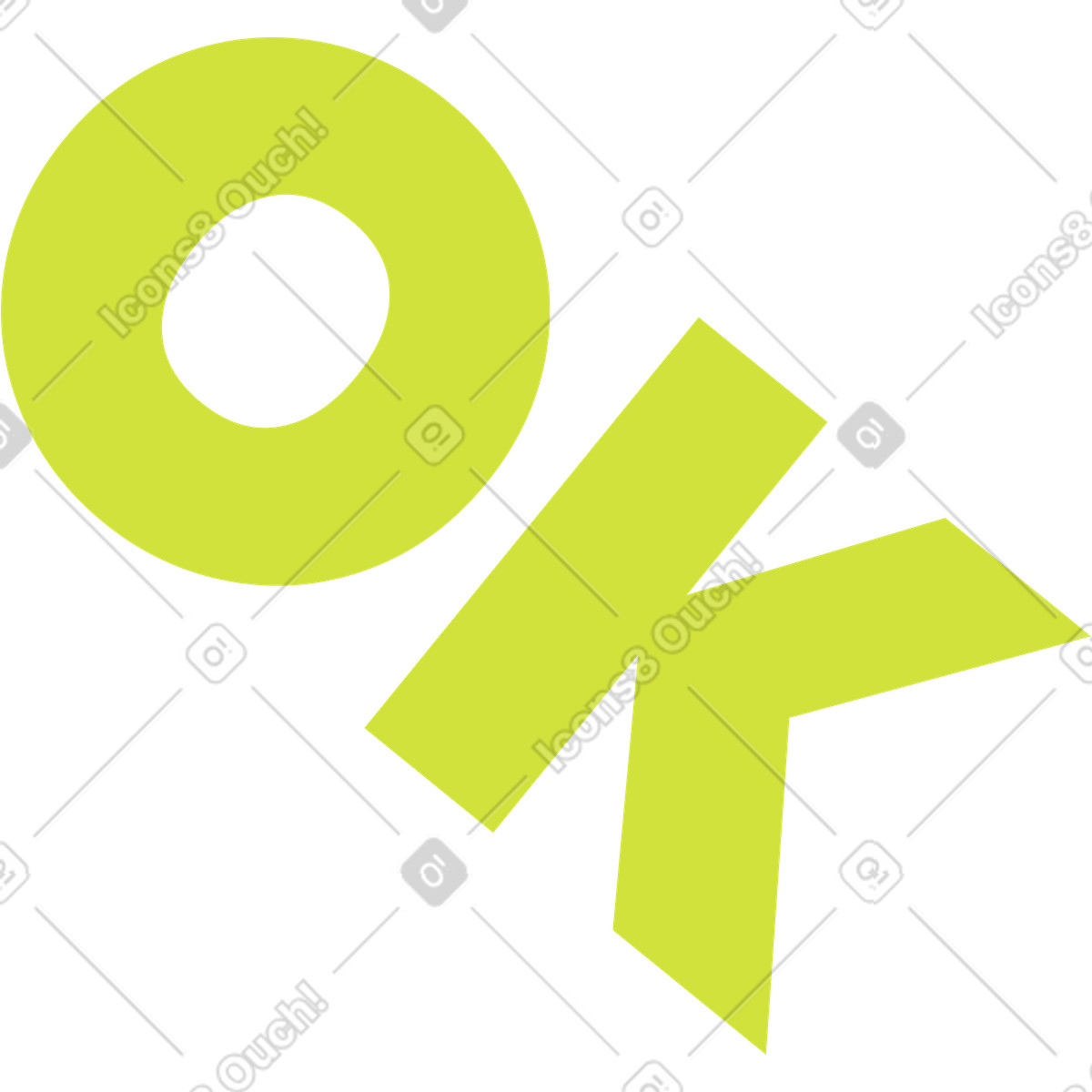Buchstaben okay-Illustration im Juicy-Stil als Download in PNG, SVG