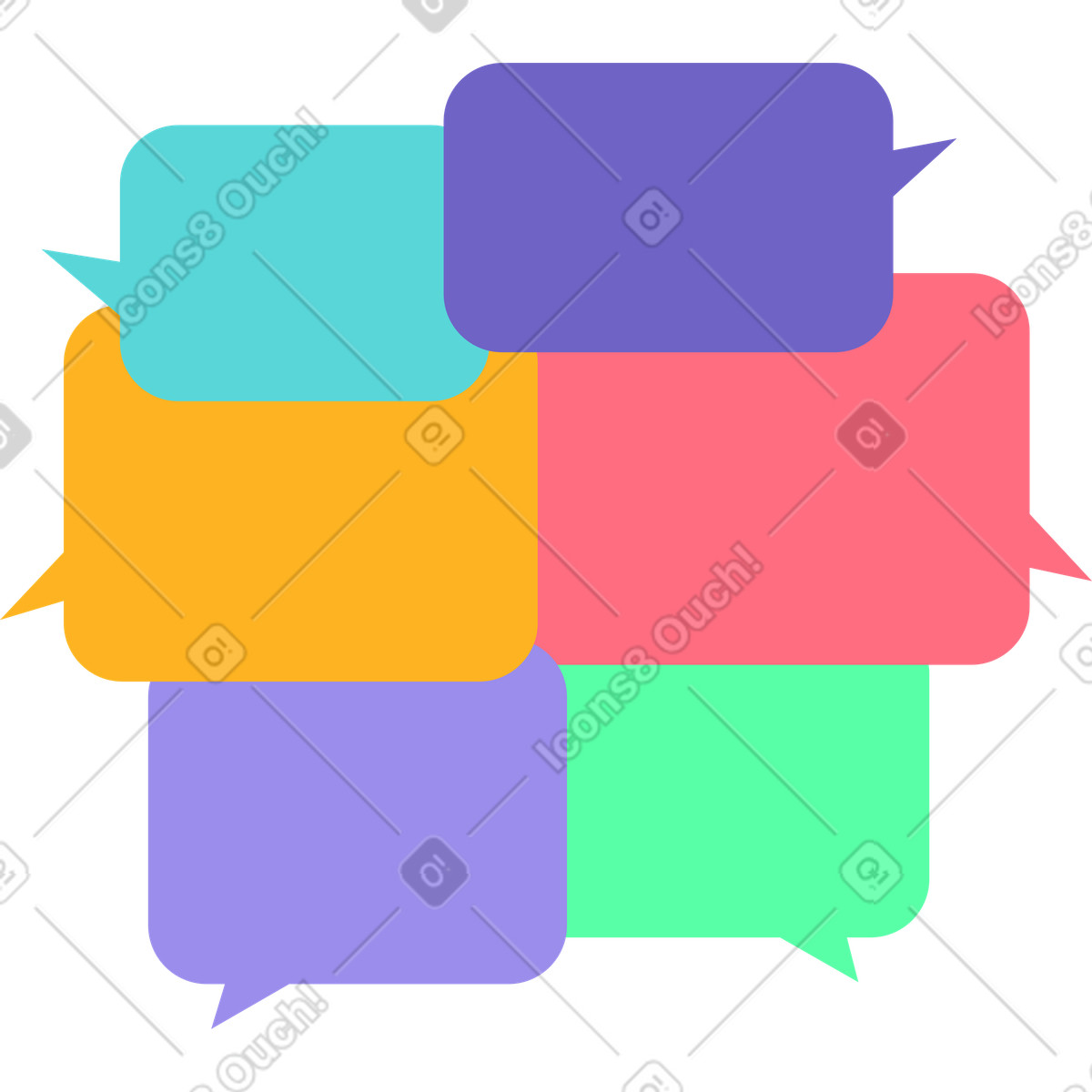 Gruppe von sprechblasen-Illustration im Bright-Stil als Download in PNG, SVG