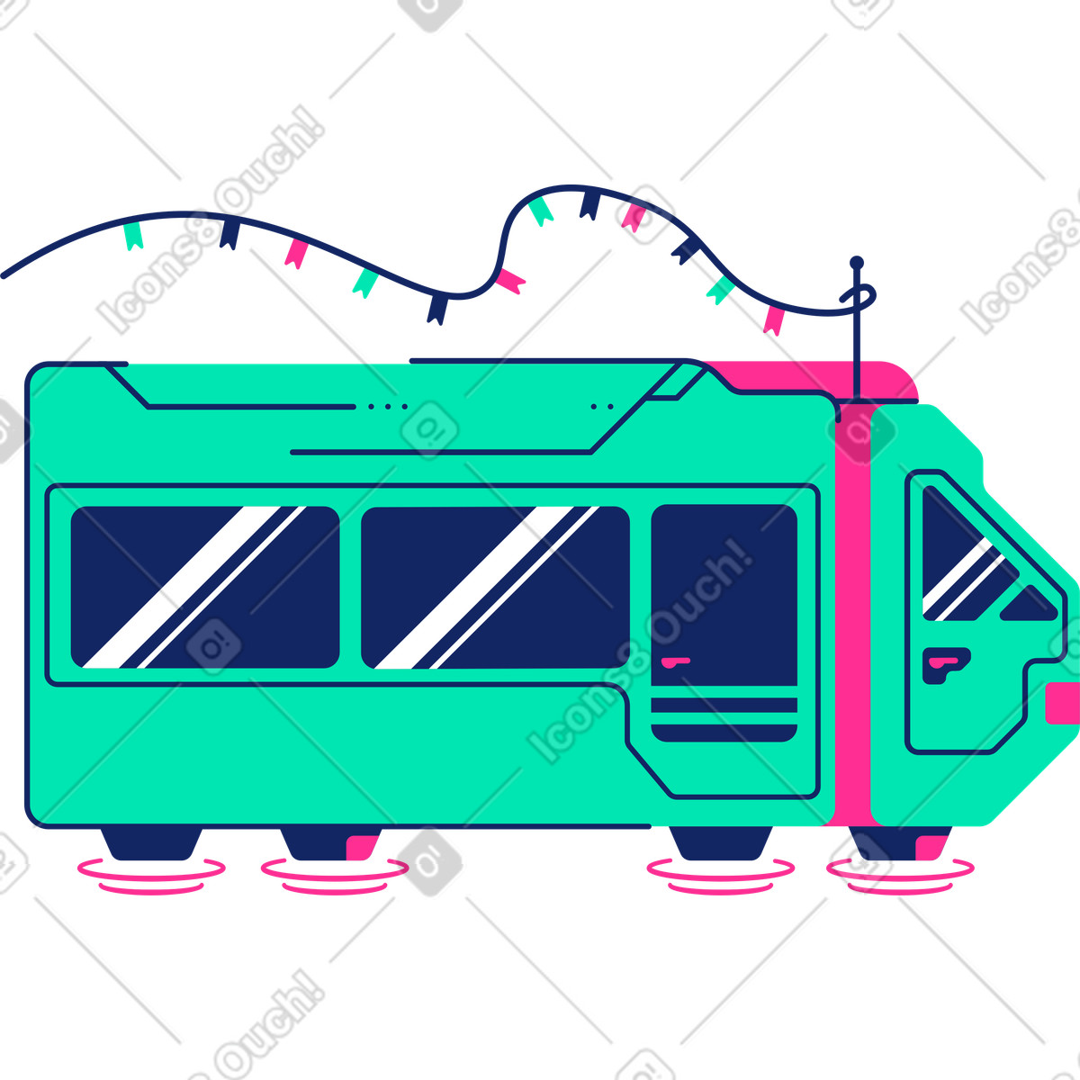 Ilustración Autobús escolar en estilo Cyborg a descargar en PNG y SVG