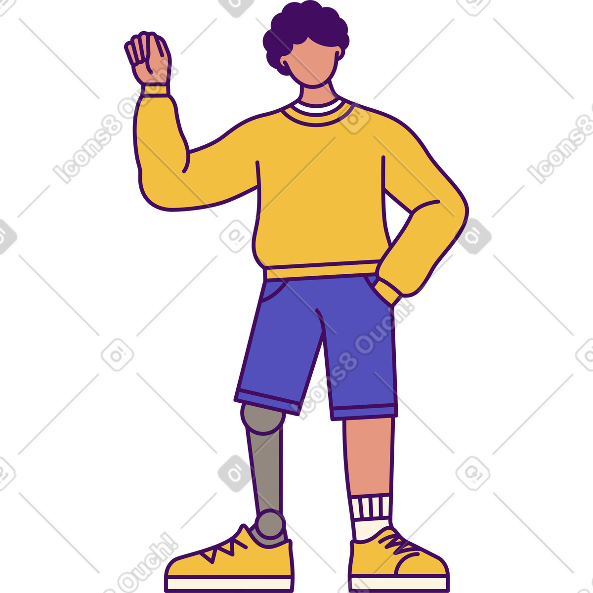 Guy with a prosthetic leg illustration in Simplistic style download in PNG, SVG