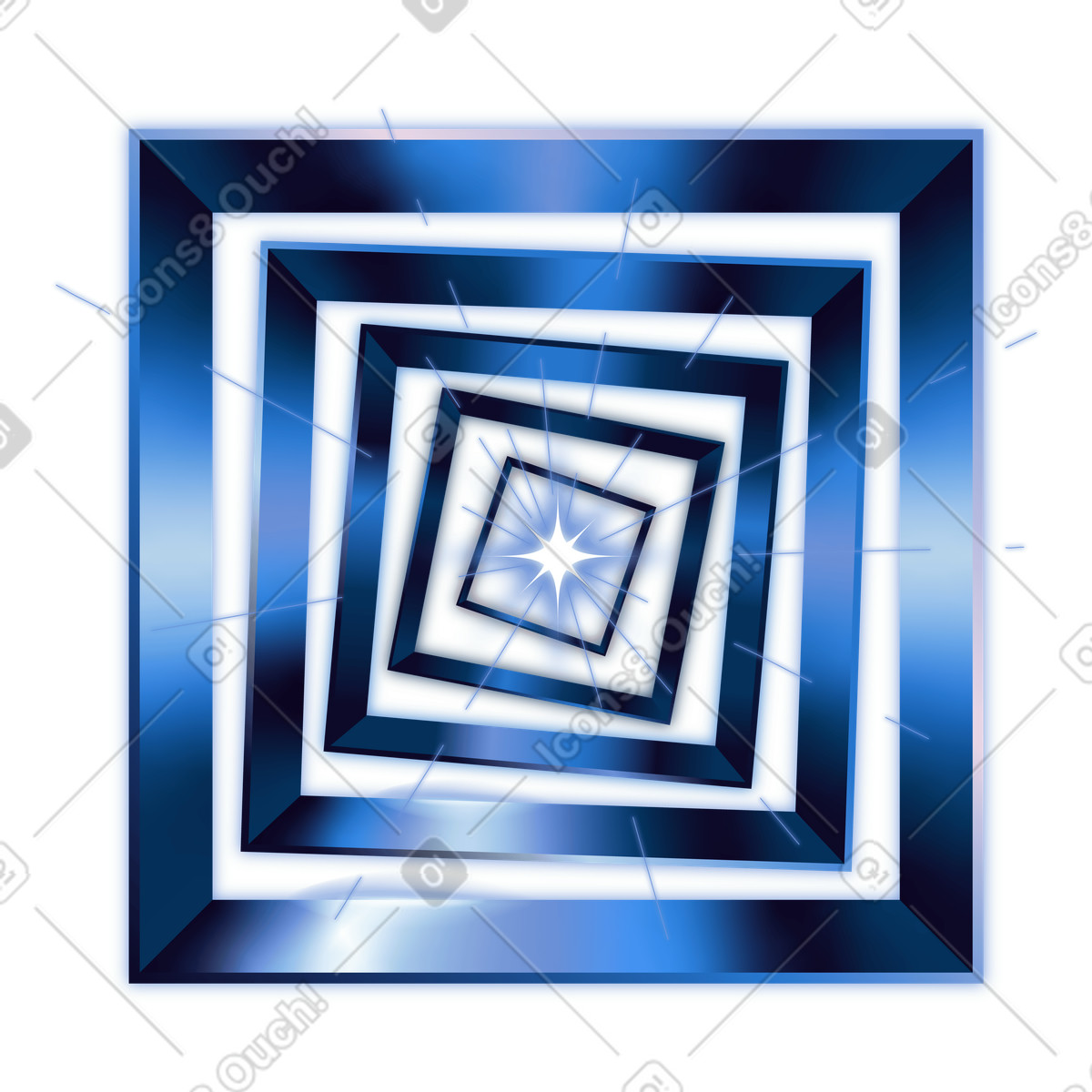Glowing square tunnel with light burst, Portal and virtual gateway illustration in Dimension style download in PNG, SVG