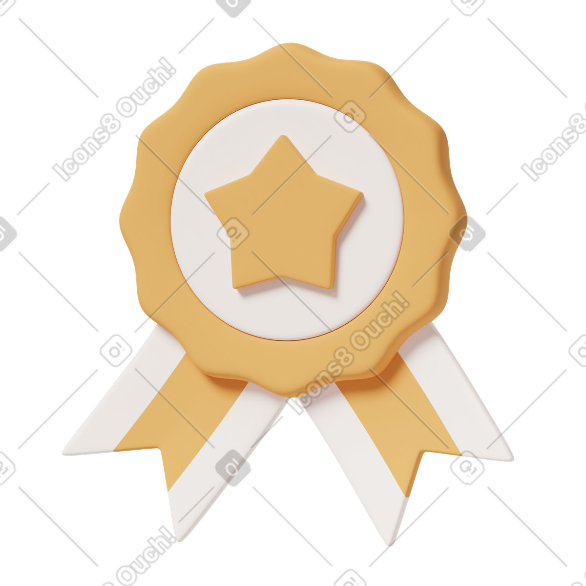 3D Casual life スタイルの Reward badge with star and two ribbon のイラストをPNG、SVG形式でダウンロード