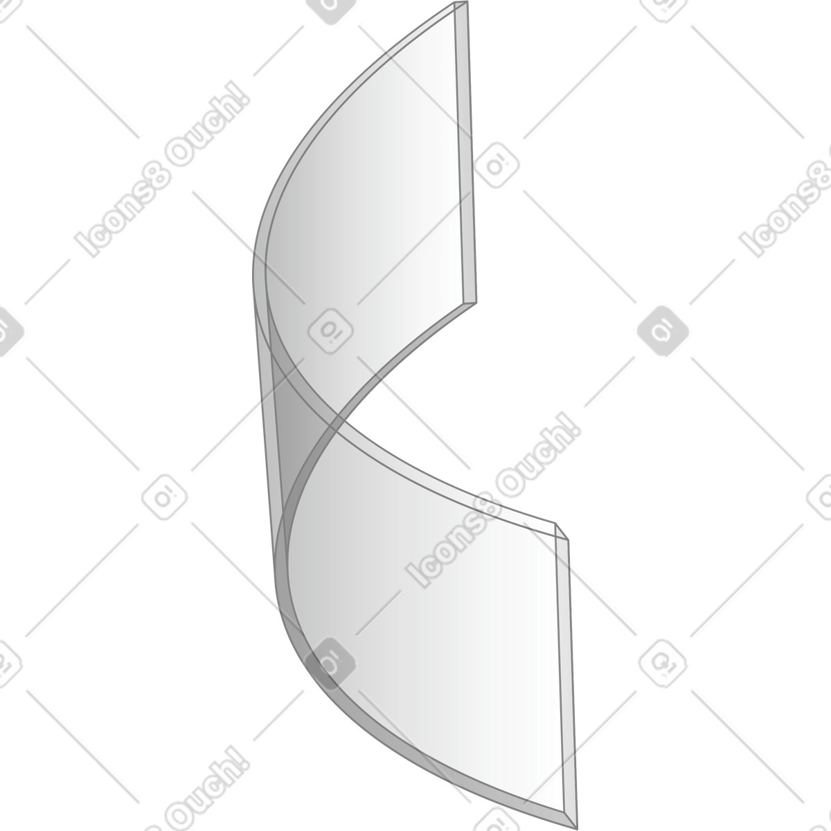 Bendable transparent digital screen with smooth curves illustration in Futuristic style download in PNG, SVG