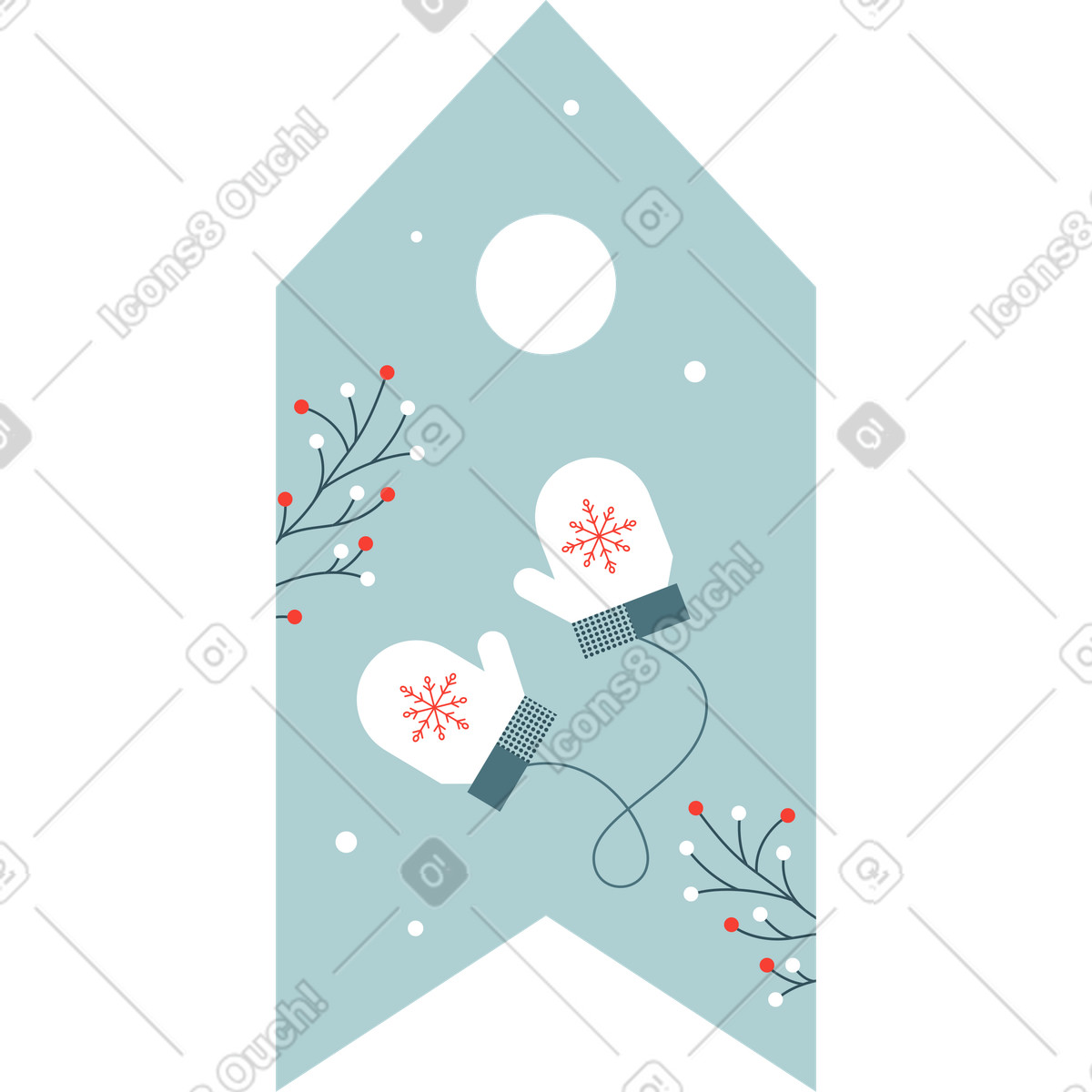 Illustration Mitaines de plaque signalétique noël dans le style Nordic à télécharger aux formats PNG, SVG