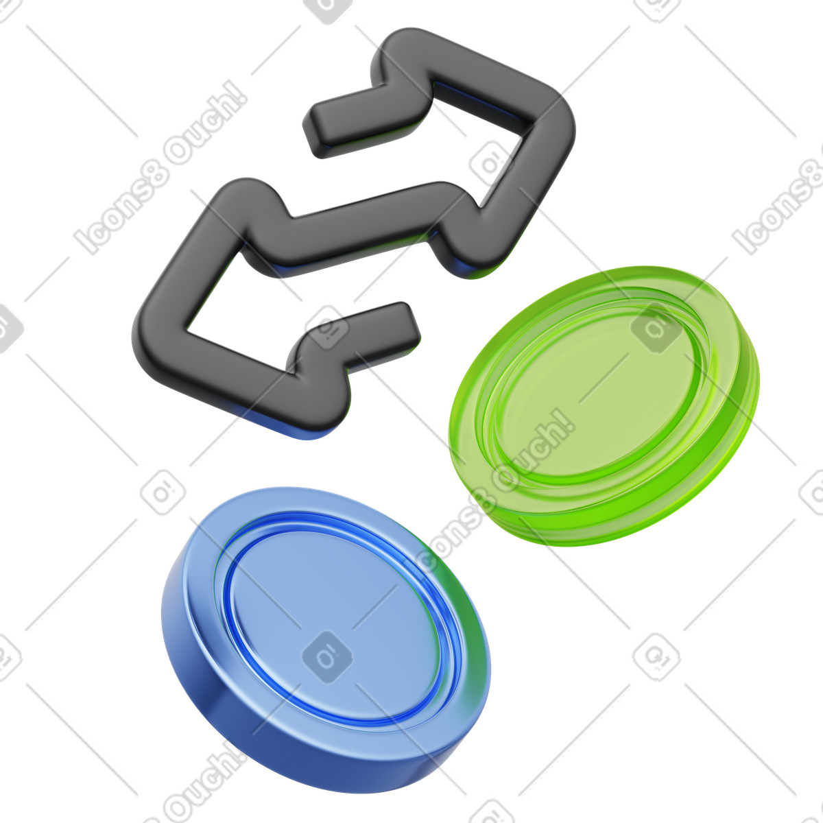 下载 3D Playful 风格的 Digital currency, Crypto coin trade, Finance exchange symbol 插画，支持 PNG、SVG 格式