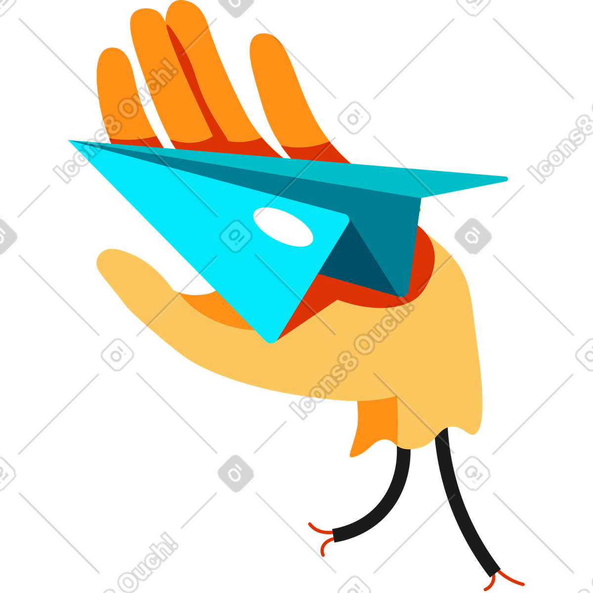 Experimental スタイルの Hand holding paper plane, Instant messaging concept のイラストをPNG、SVG形式でダウンロード