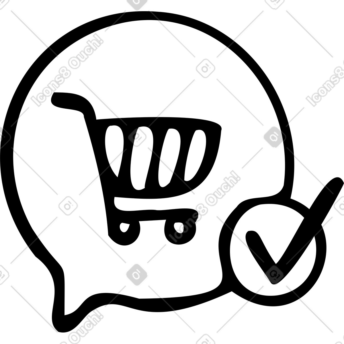 Blase mit einem einkaufswagen-Illustration im Journal-Stil als Download in PNG, SVG