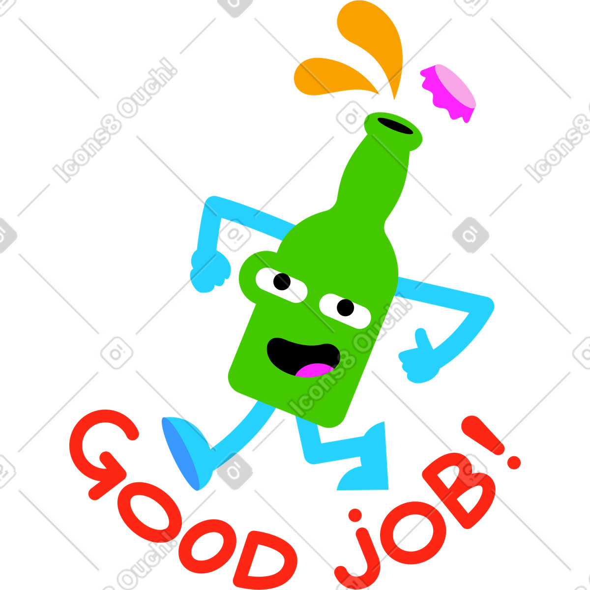Schriftzug, aufkleber, gute arbeit, glasflaschentext-Illustration im Lettering-Stil als Download in PNG, SVG