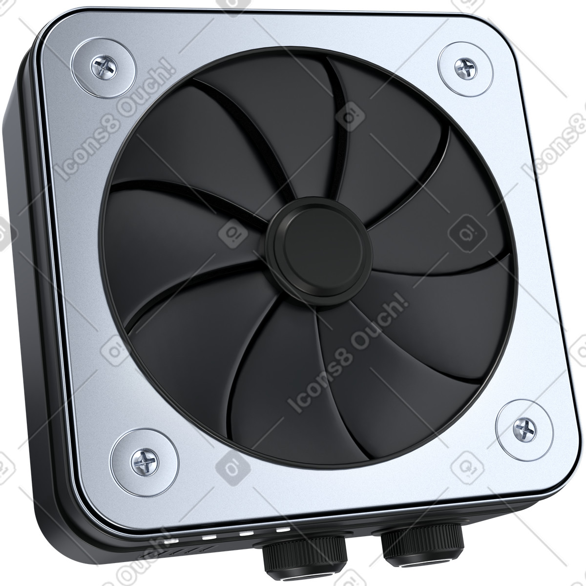 Compact hardware cooling fan for electronics heat management illustration in 3D Pro style download in PNG, SVG