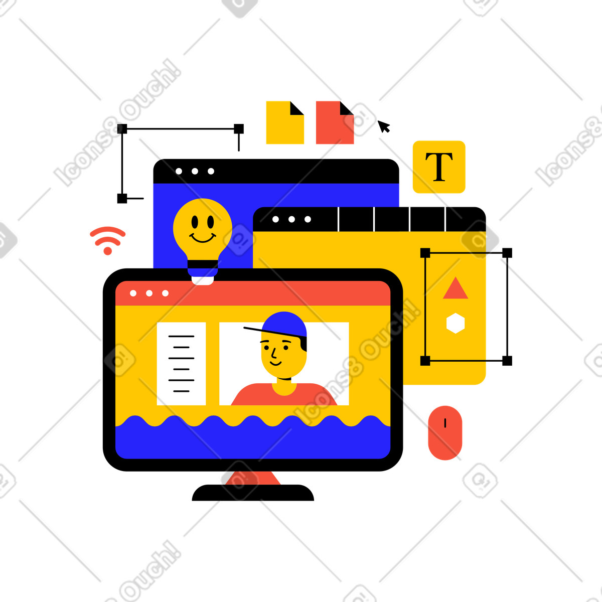 Website-design, desktop und webseiten im browser-Illustration Flat-Stil als Download in PNG, SVG