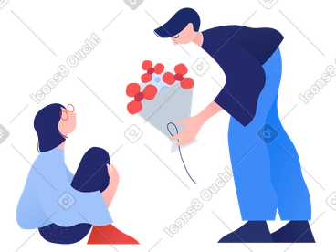 Un homme apporte un bouquet pour soutenir un ami PNG, SVG