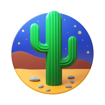 A desert scene featuring a tall green cactus with intricate details. The cactus has visible nocturnal stomata open on its surface. The background consists of a sandy landscape with small rocks scattered around. A clear night sky is visible, filled with bright stars, casting a gentle glow over the scene. The moonlight illuminates the cactus, highlighting the stomata and the textures of the cactus skin.