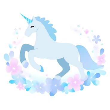 A unicorn with a shimmering white coat is prancing gracefully through a vibrant field filled with sparkling flowers of various colors. Each flower glistens under the sunlight, creating a magical atmosphere. The unicorn's flowing mane adds movement as it dances among the blossoms. The field stretches into the distance, dotted with more colorful flowers, creating a sense of depth and enchantment.