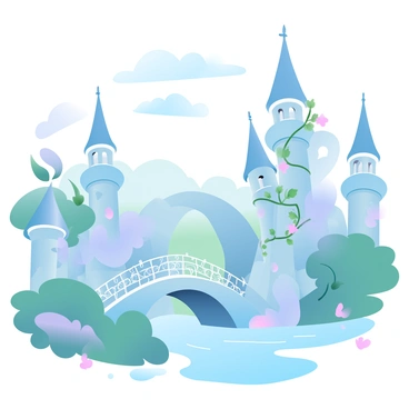 An intricate elven architectural structure with flowing, organic shapes is prominent in the scene. Elegant bridges arc gracefully over a shimmering stream, connecting various parts of the structure. Towering spires rise majestically, adorned with delicate filigree patterns. Lush greenery surrounds the architecture, with vines climbing the spires and flowers blooming along the pathways. Soft gradient pastel colors blend harmoniously across the sky, enhancing the ethereal quality of the setting.