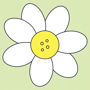 A magnified view of a single daisy with white petals surrounding a yellow center. The petals are elongated with delicate, wavy edges that give them a soft appearance. The center of the daisy features small, tightly packed yellow florets, creating a textured look. The background is a subtle, soft green that allows the daisy to stand out prominently.