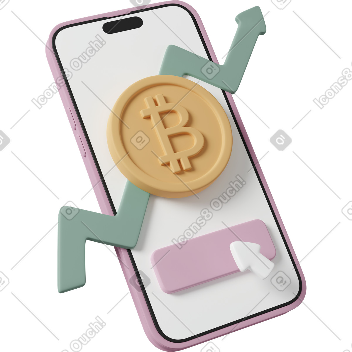 Iphone bitcoin illustration in PNG, SVG