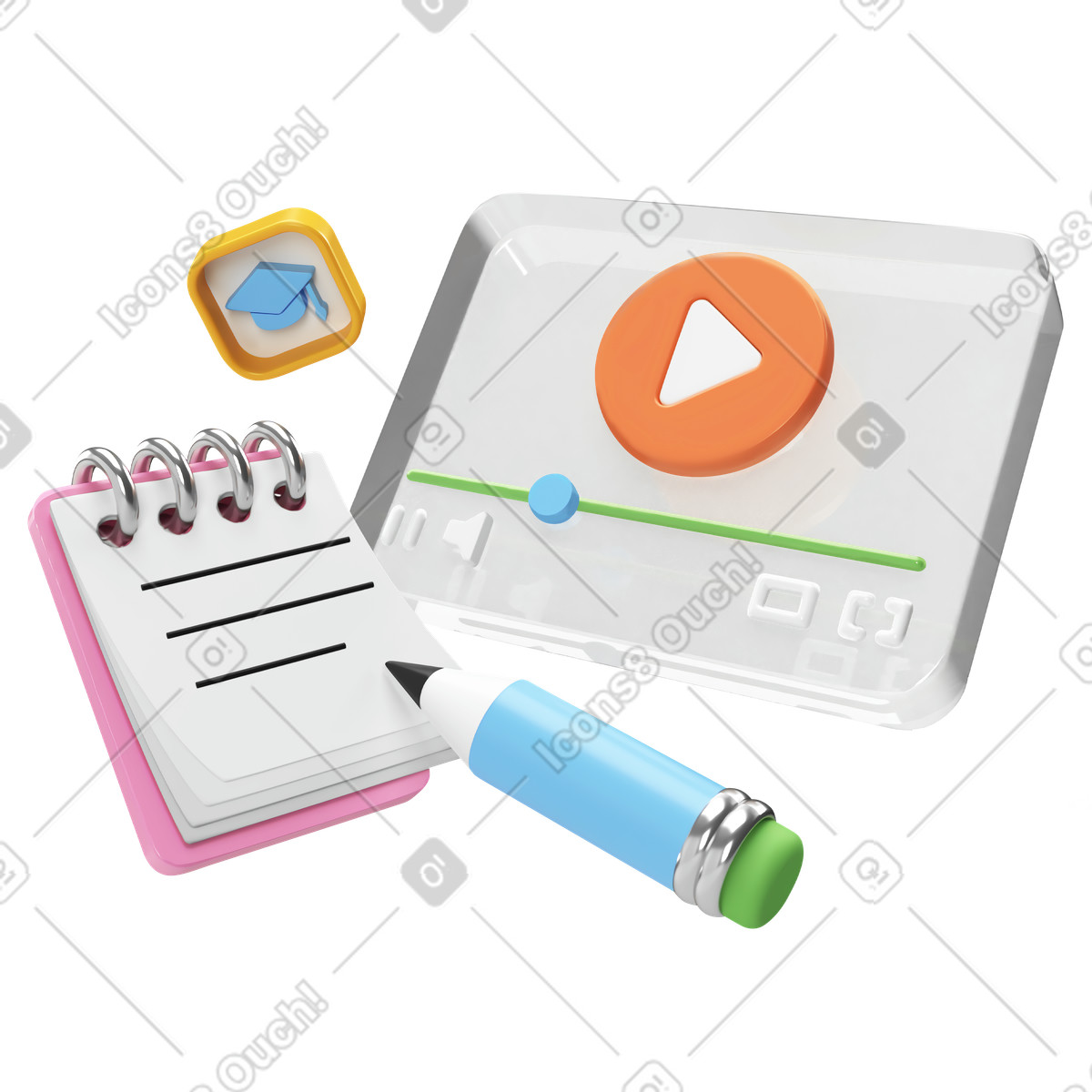 Online education with notepad illustration in PNG, SVG