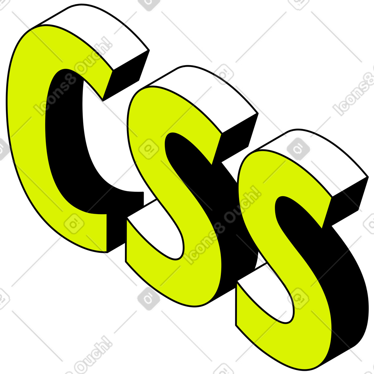 Lettering testo css illustrazione in stile Isometric scarica in PNG, SVG