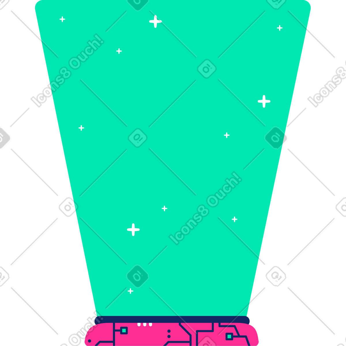 Holographic platform illustration in Cyborg style download in PNG, SVG