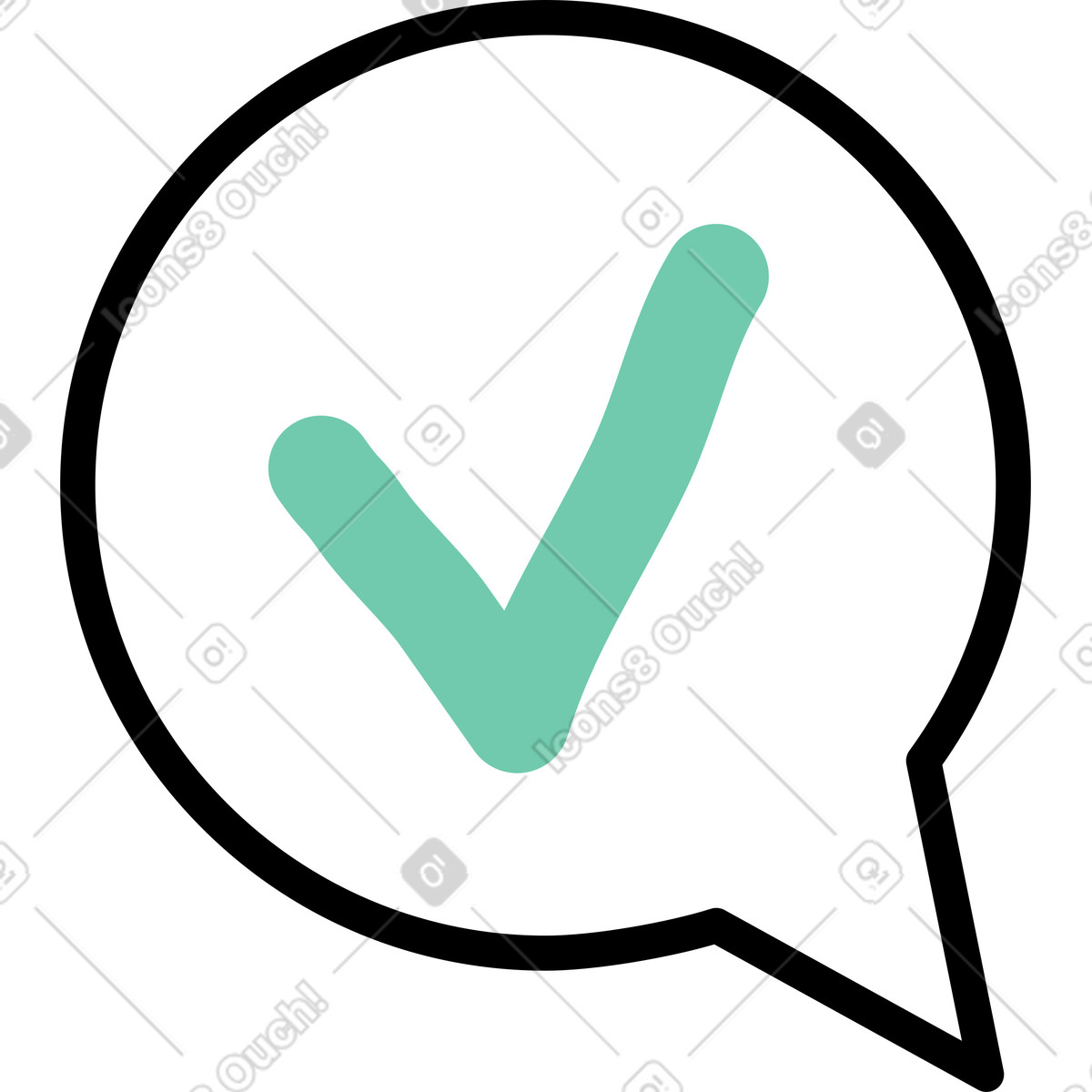 Notes スタイルの Speech bubble and checkmark のイラストをPNG、SVG形式でダウンロード