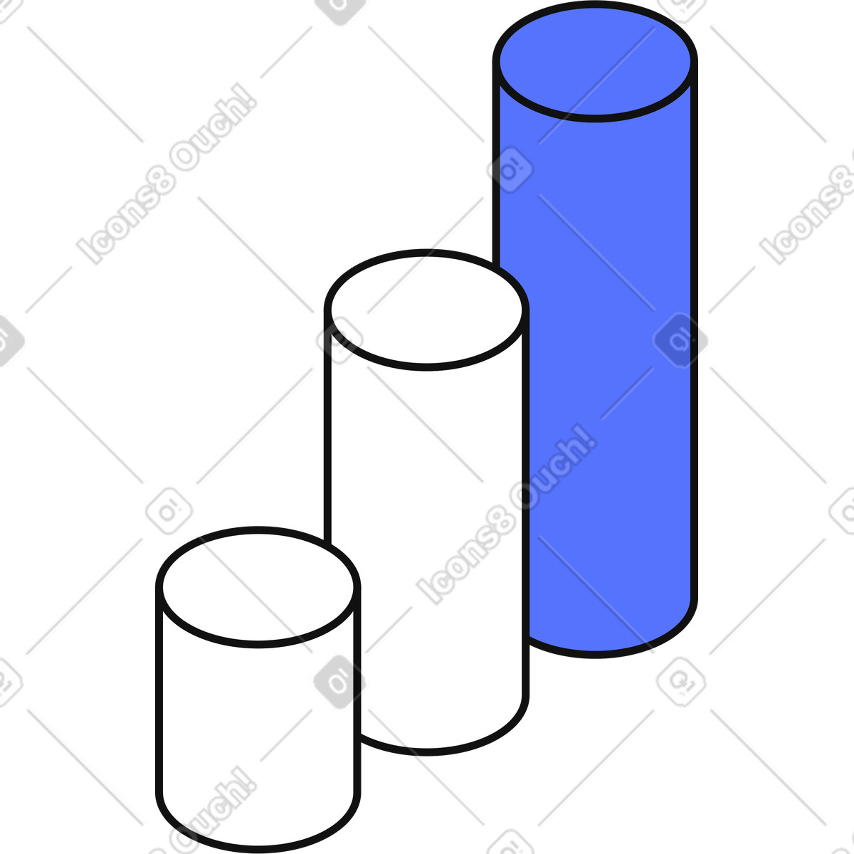 下载 Main 风格的 Analytics performance metrics with ascending cylindrical bar chart columns 插画，支持 PNG、SVG 格式