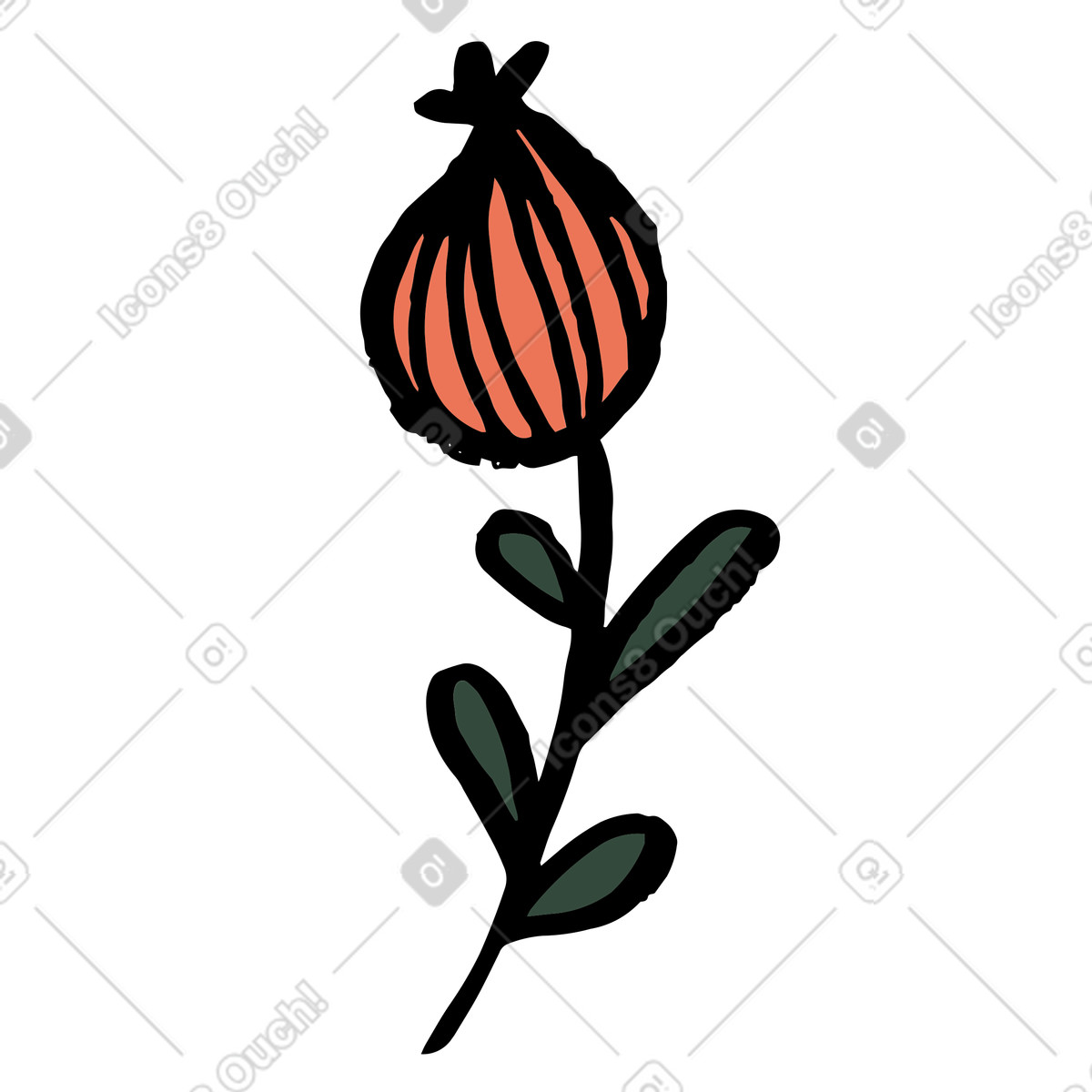 Ilustración Closed flower bud en estilo Scandi a descargar en PNG y SVG