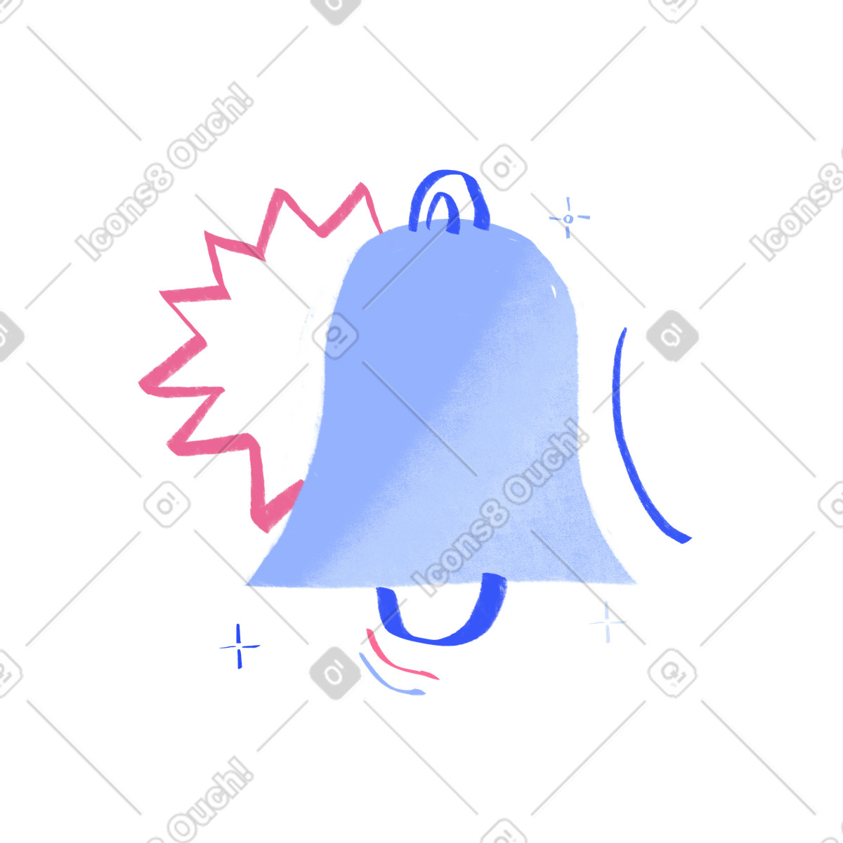Notification bell illustration in Quirky style download in PNG, SVG