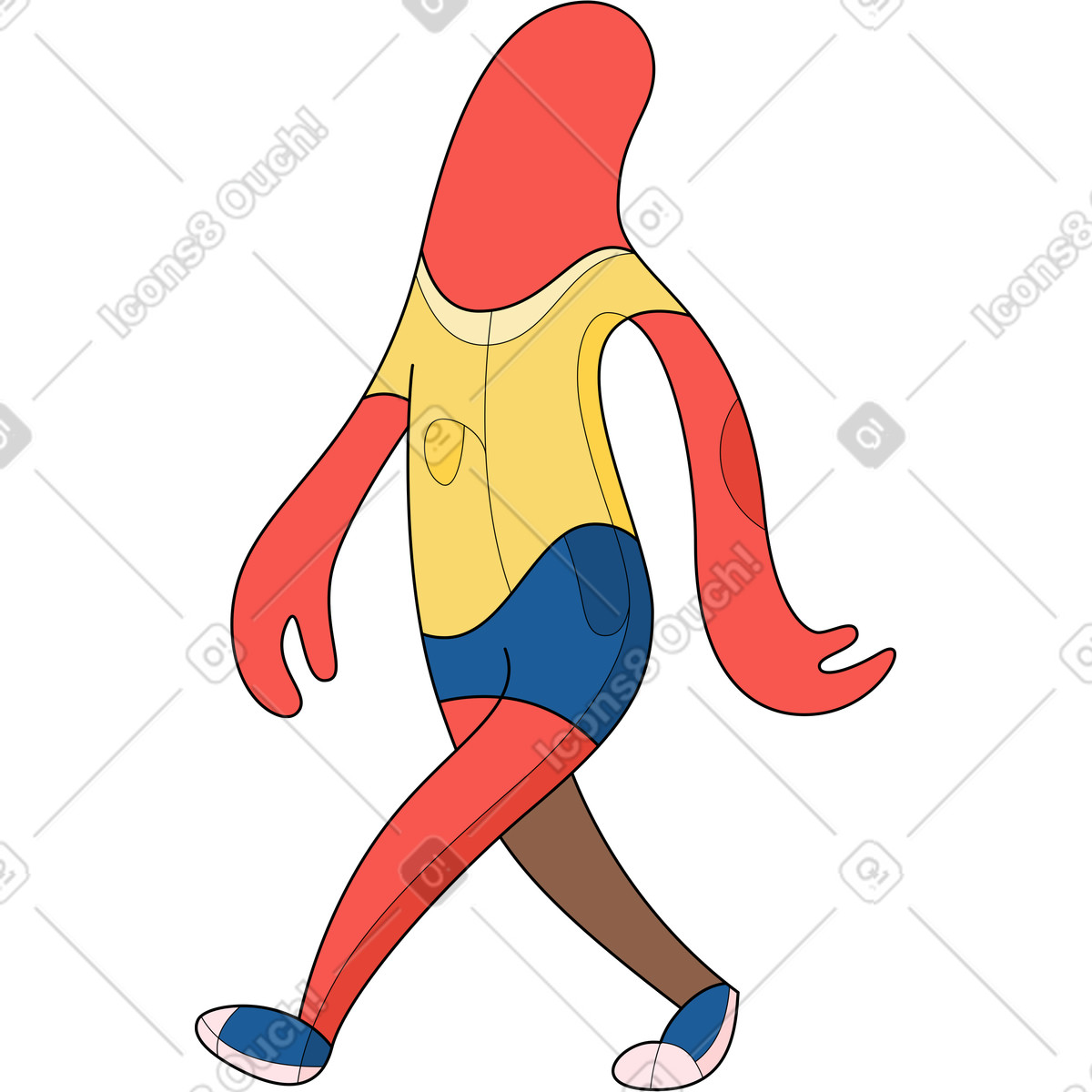 Ilustração de Mulher magra caminhando em no estilo Surr para baixar em PNG, SVG