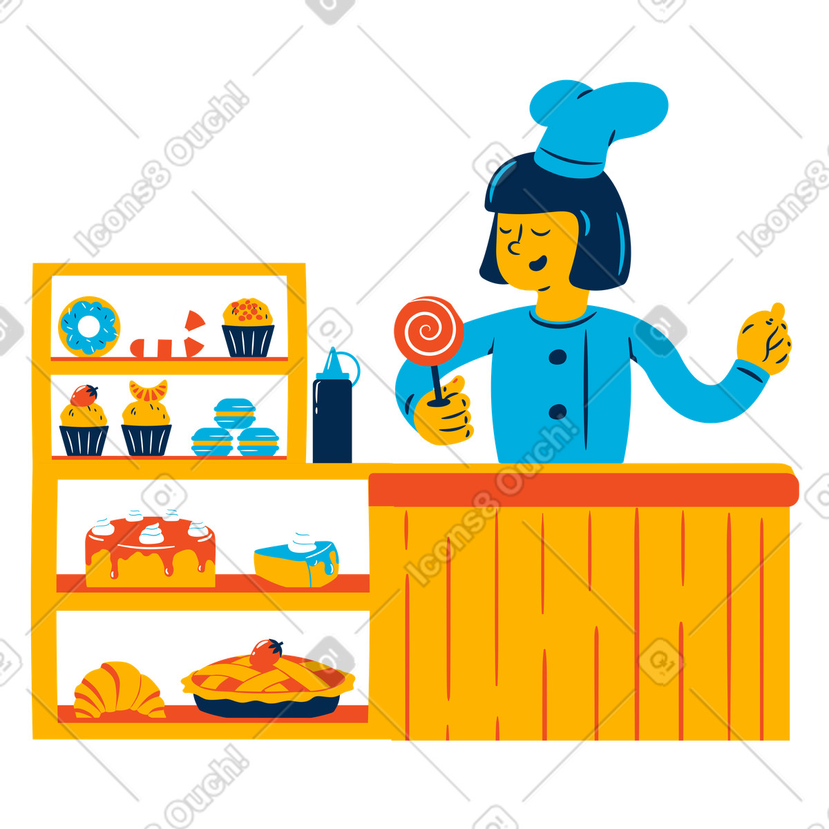 Willkommen in der bäckerei-Illustration im Flame-Stil als Download PNG, SVG