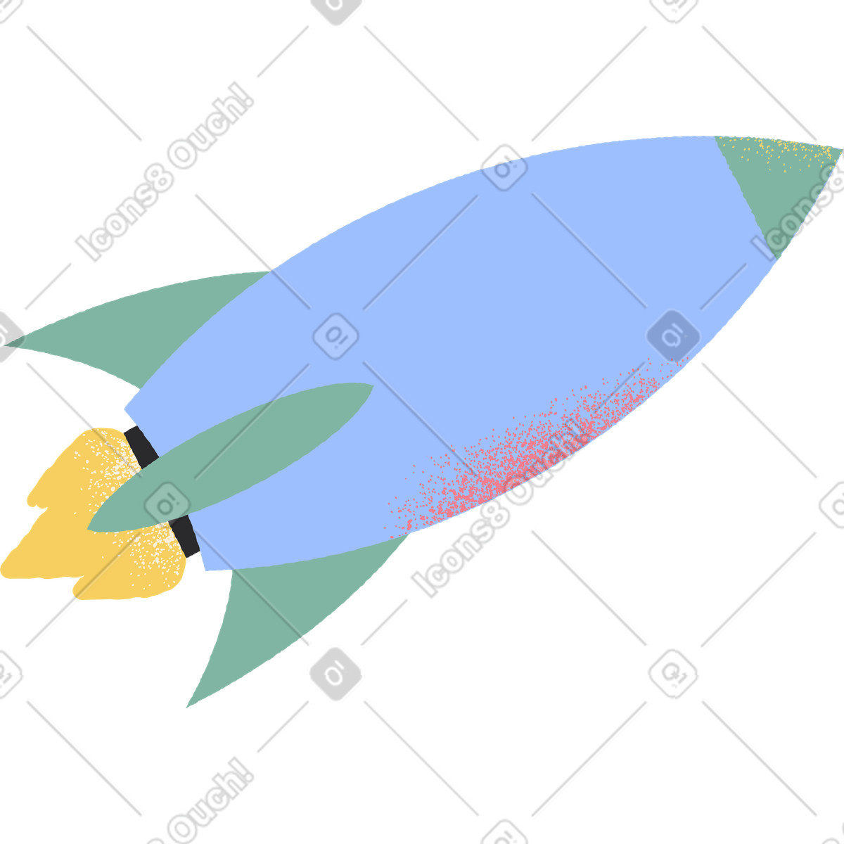 下载 Pablo 风格的 Flying blue rocket 插画，支持 PNG、SVG 格式