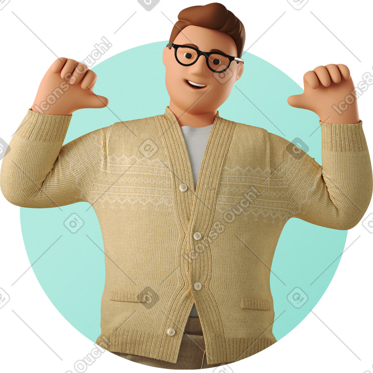 Ilustração de Avatar homem mostrando dois polegares para cima em no estilo 3D Business baixar em PNG, SVG