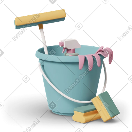 3D Cleaning supplies illustrazione in stile Attività commerciale Casual life scarica in PNG, SVG