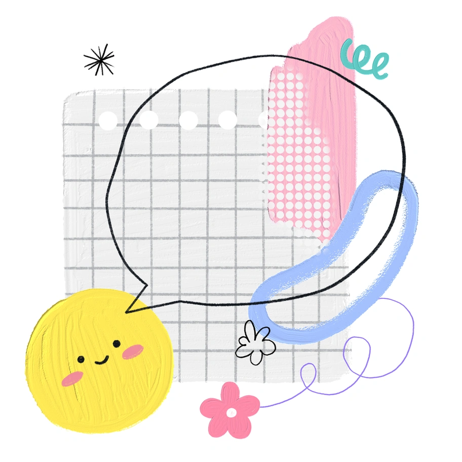 Colorful abstract shapes and a blank notepad - Scrapbooking style illustration