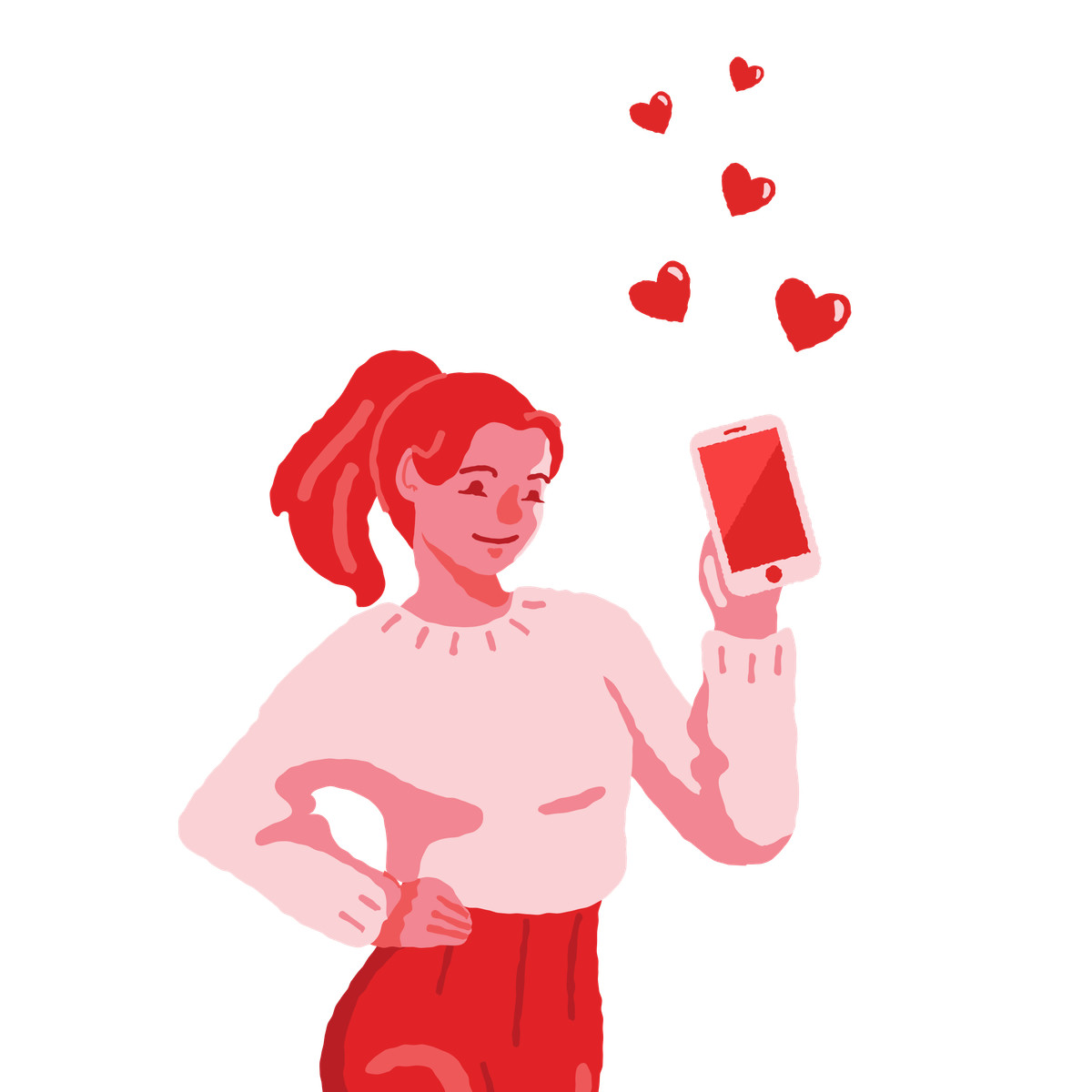 Illustration User receiving likes on smartphone, Online popularity and social interaction dans le style Cherry à télécharger aux formats PNG, SVG