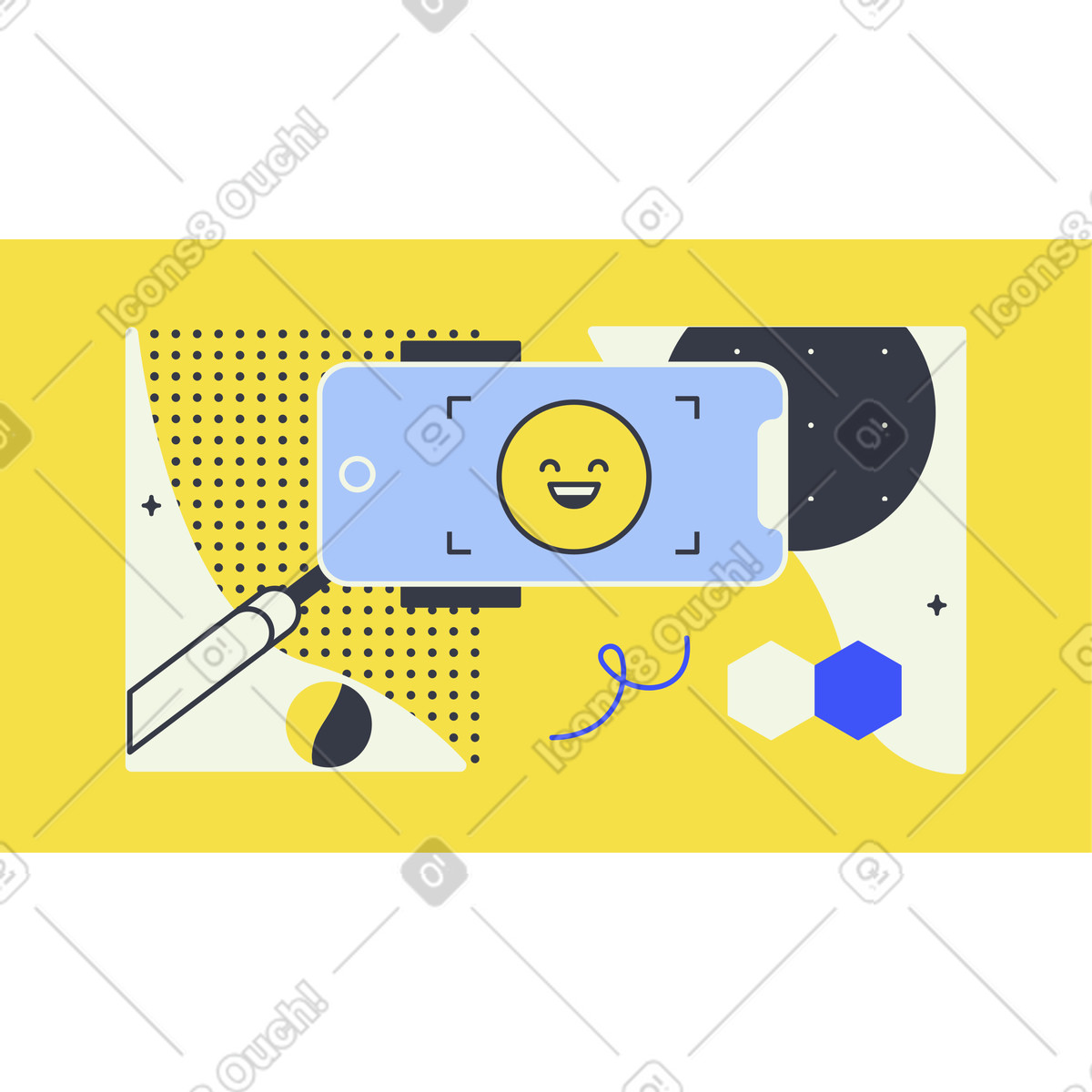 Abstract 스타일의 셀카 일러스트레이션 PNG, SVG 다운로드