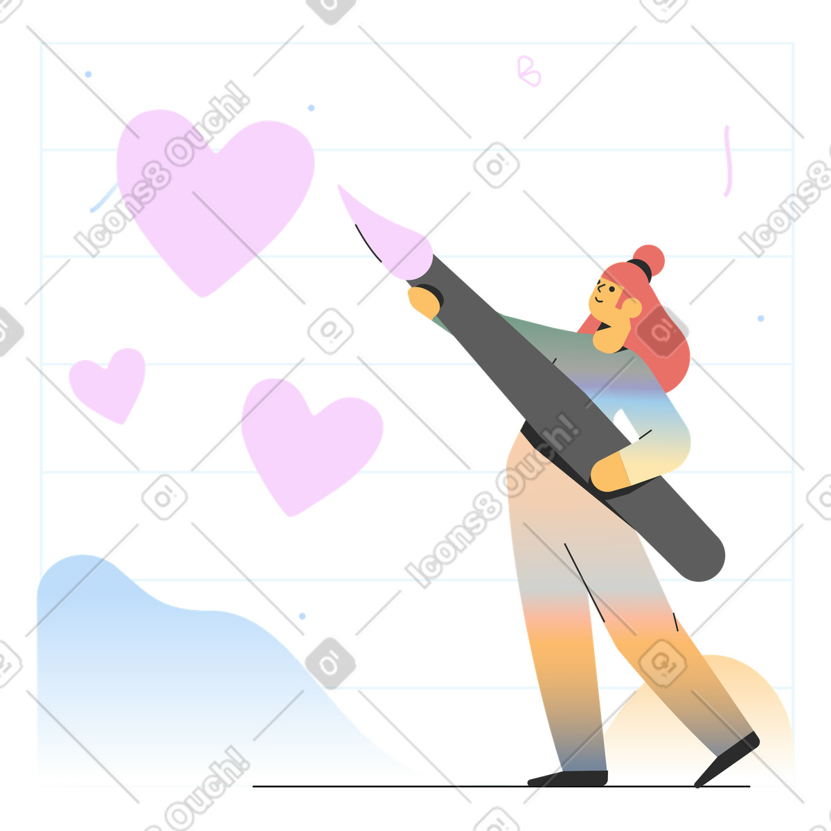 Illustration La saint-valentin dans le style Marginalia à télécharger aux formats PNG, SVG