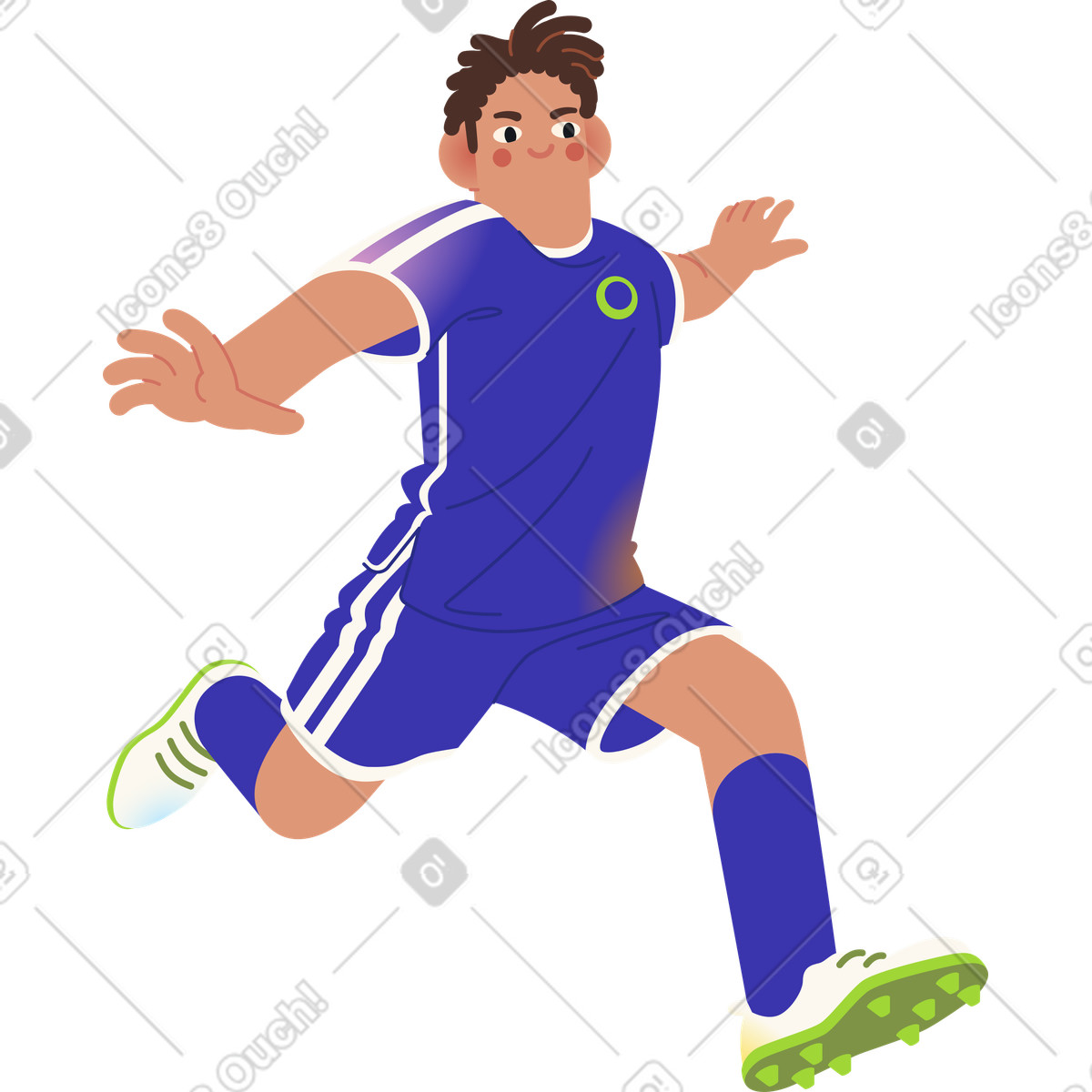 Soccer player running illustration in Fizzy style download in PNG, SVG