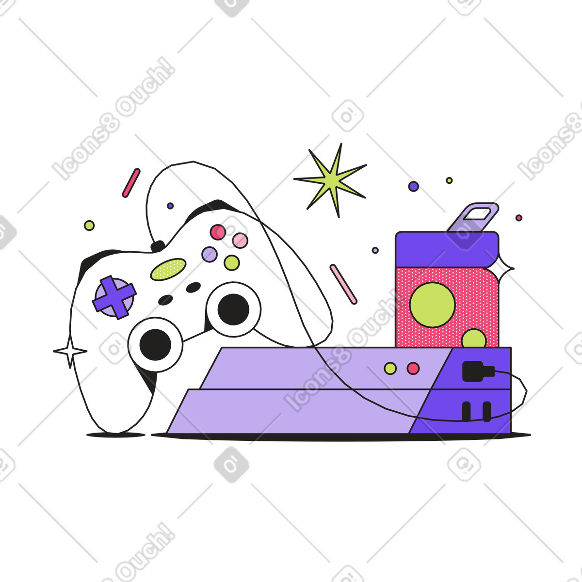 Illustration Console de jeu pour jeux vidéo dans le style Dazzle à télécharger aux formats PNG, SVG