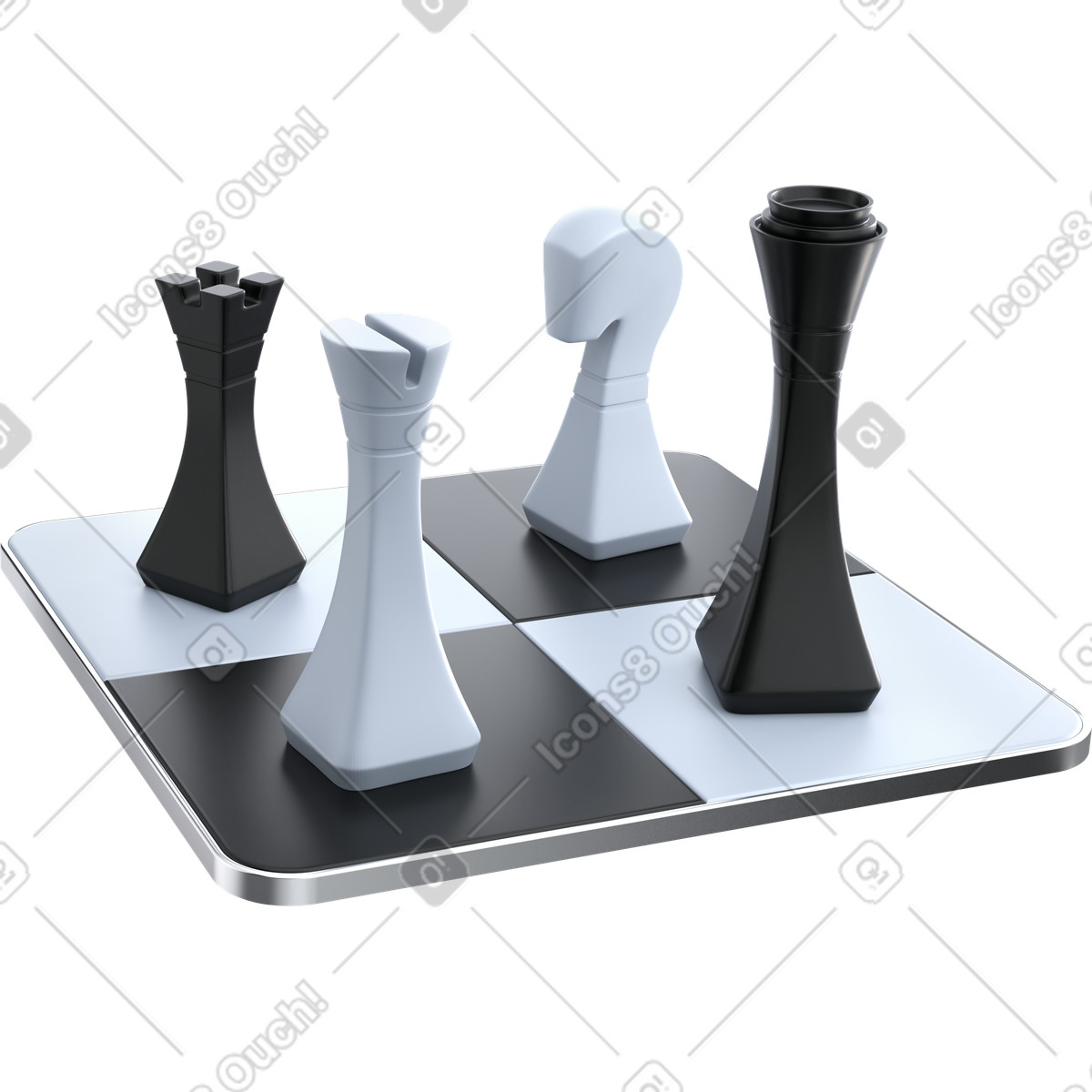 Competitive market positioning with chessboard and chess pieces-Illustration im 3D Pro-Stil als Download in PNG, SVG