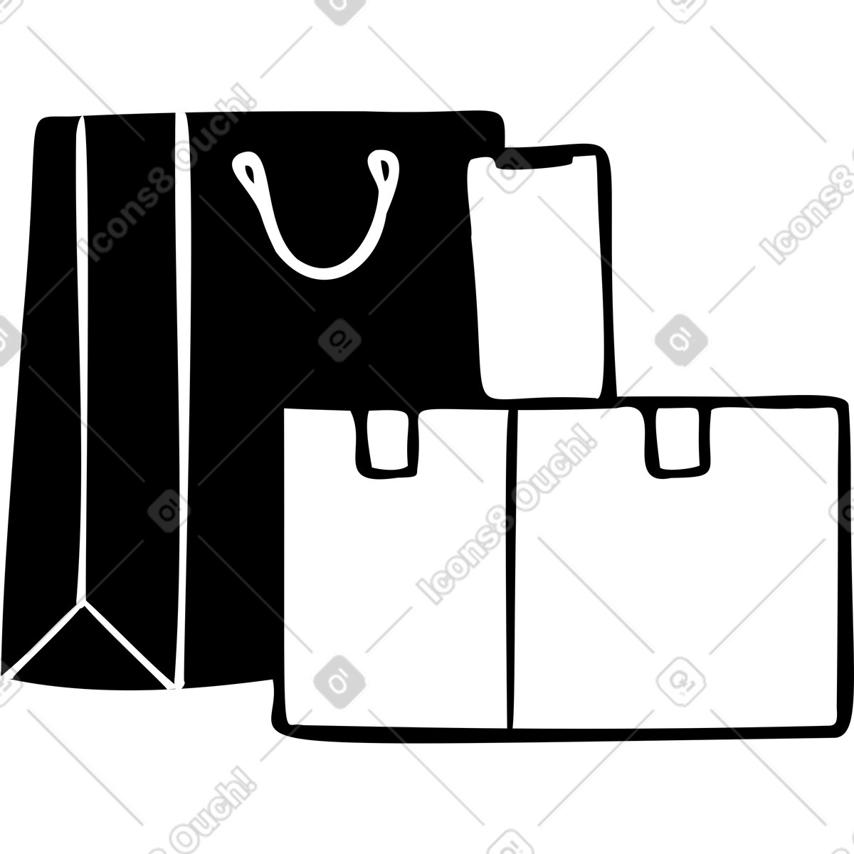 Illustration Sacs de courses avec un téléphone dans le style Journal à télécharger aux formats PNG, SVG