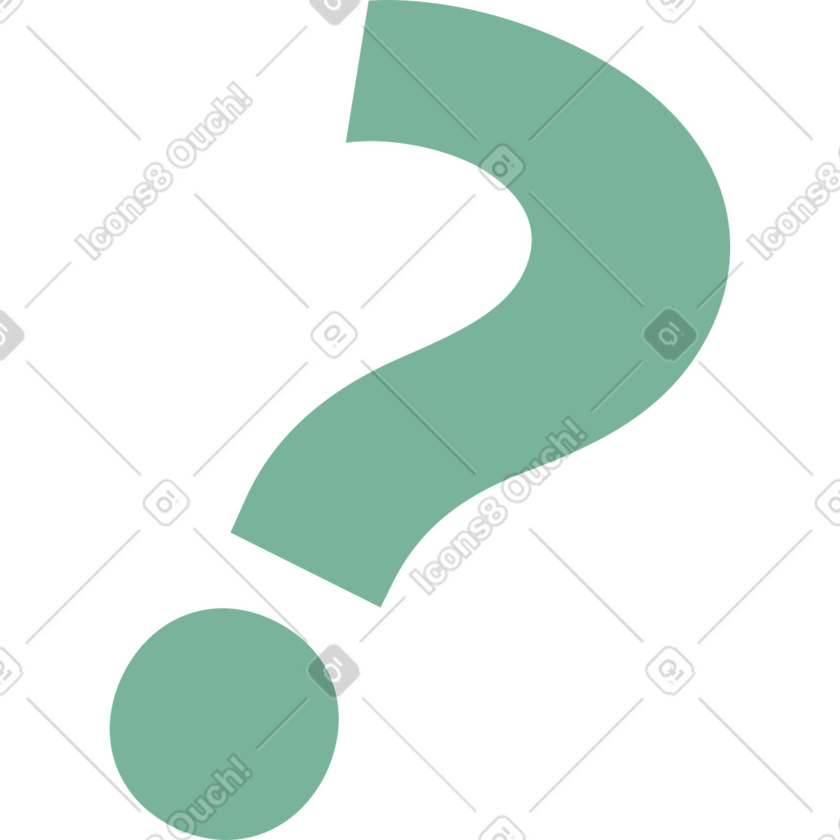 Green question mark illustration in Kiddo style download in PNG, SVG