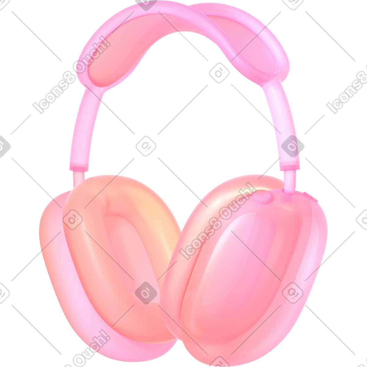 Illustration Écouteurs en verre rose dans le style 3D Glassy à télécharger aux formats PNG, SVG