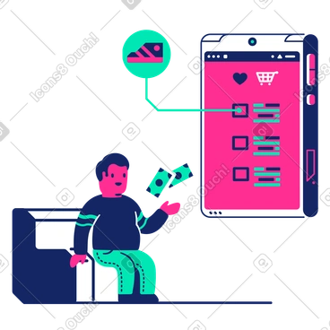 Man shopping online and paying for purchase PNG, SVG
