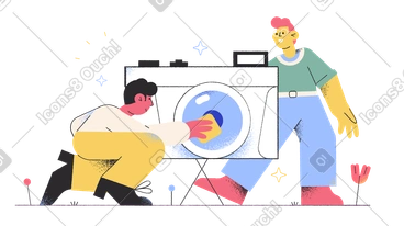Man wiping camera lens for photographer PNG, SVG